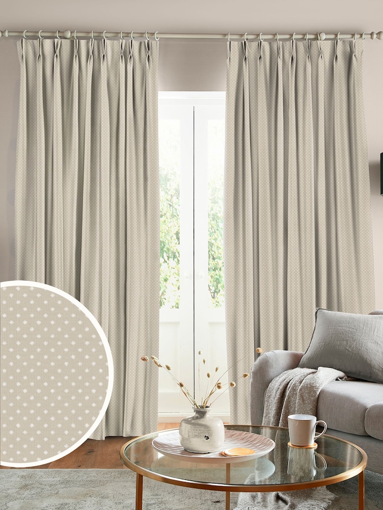 Laura Ashley Almond Natural Louise Star Made To Measure Curtains - Image 1 of 9