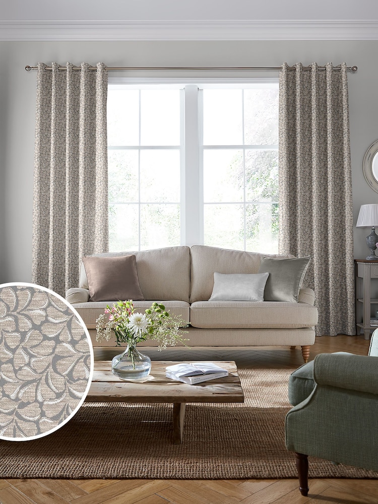 Laura Ashley Almond Brown Maidenhair Woven Made To Measure Curtains - Image 1 of 9
