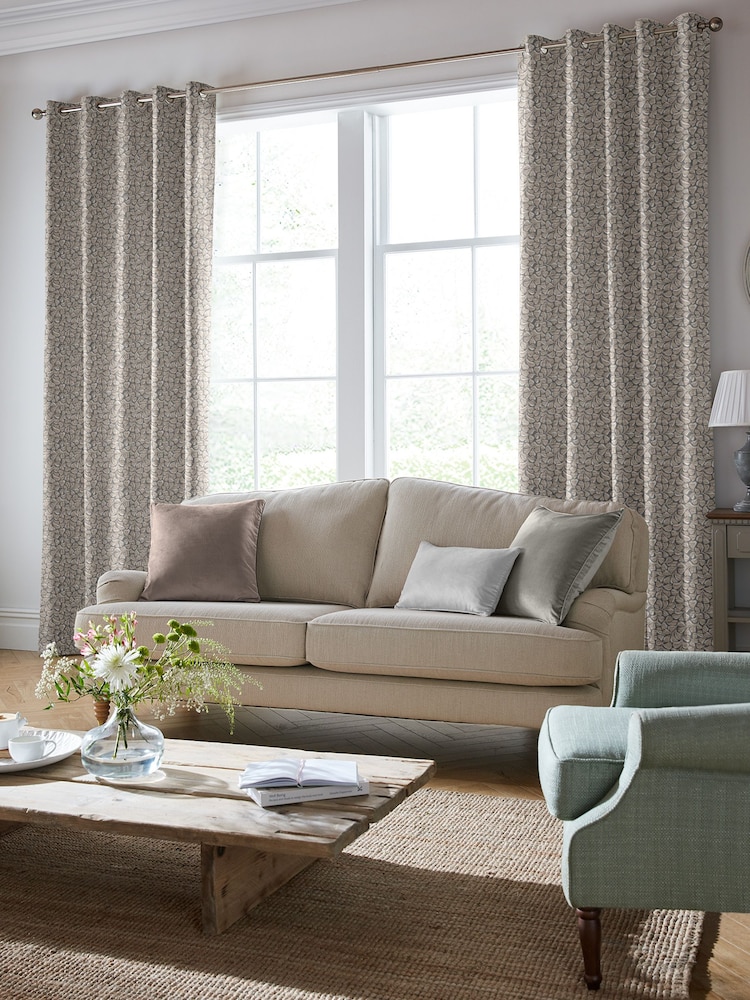 Laura Ashley Almond Brown Maidenhair Woven Made To Measure Curtains - Image 2 of 9