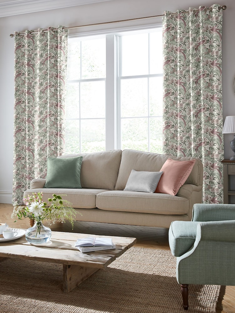 Laura Ashley Mulberry Purple Osterley Birds Made To Measure Curtains - Image 1 of 9