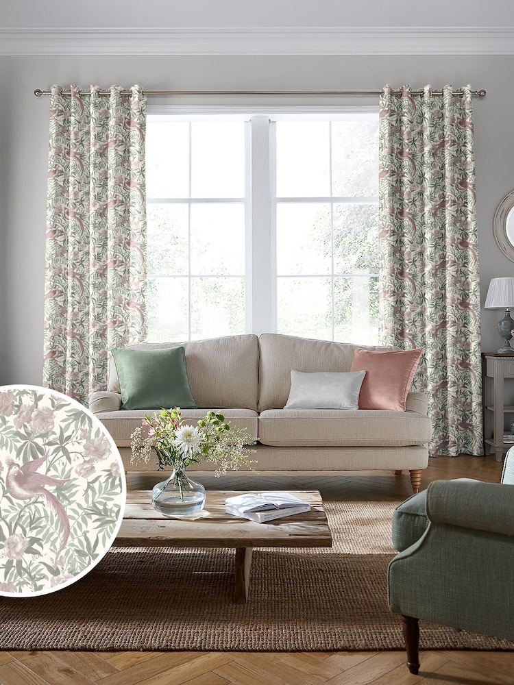 Laura Ashley Mulberry Purple Osterley Birds Made To Measure Curtains - Image 2 of 9