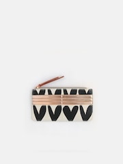 Caroline Gardner Charcoal Grey Heart & Rose Gold Long Slim Patch Purse - Image 1 of 1