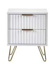 Julian Bowen White Murano 2 Drawer Bedside Table - Image 2 of 4
