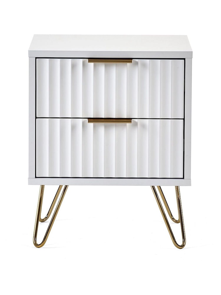Julian Bowen White Murano 2 Drawer Bedside Table - Image 2 of 4