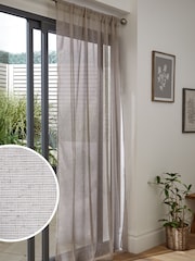 Natural Linen Look Voile Slot Top Sheer Panel Curtain - Image 1 of 5