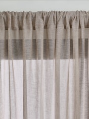 Natural Linen Look Voile Slot Top Sheer Panel Curtain - Image 3 of 5