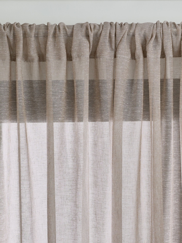 Natural Linen Look Voile Slot Top Sheer Panel Curtain - Image 3 of 5