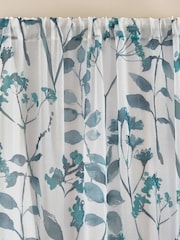Blue Isla Floral Printed Slot Top Unlined Sheer Panel Voile Curtain - Image 3 of 5