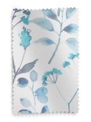 Blue Isla Floral Printed Slot Top Unlined Sheer Panel Voile Curtain - Image 5 of 5