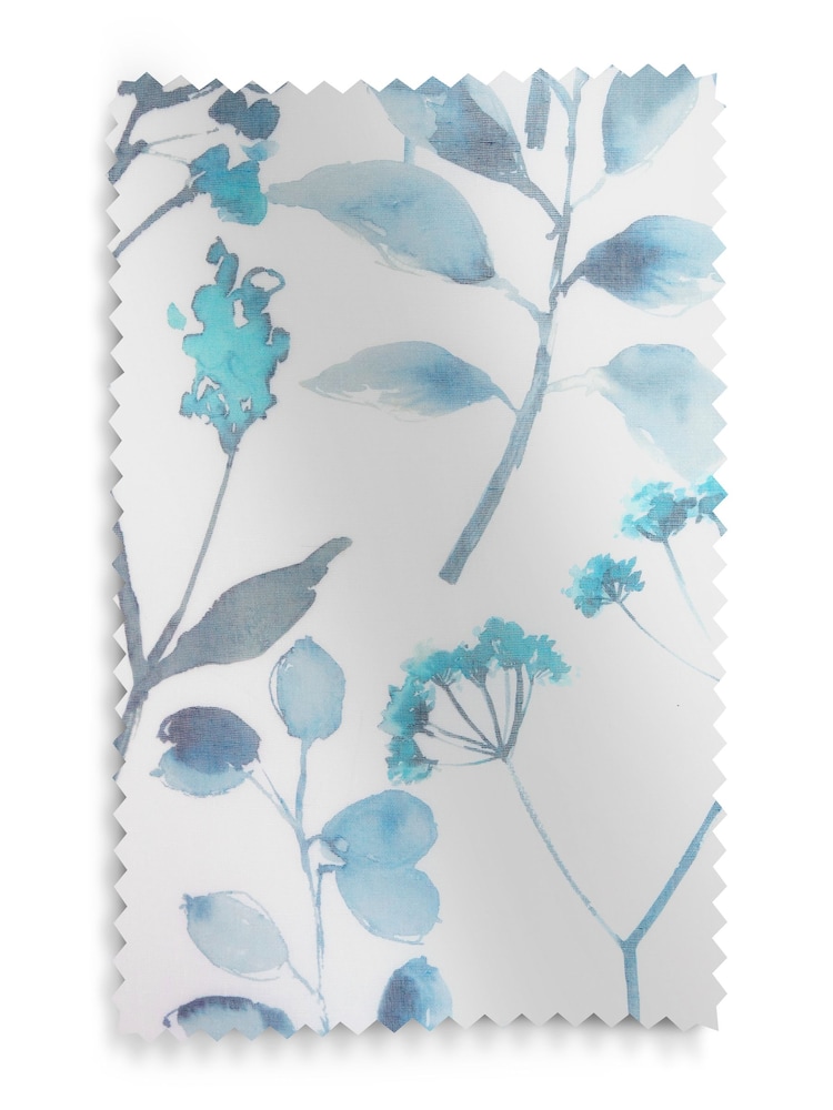Blue Isla Floral Printed Slot Top Unlined Sheer Panel Voile Curtain - Image 5 of 5