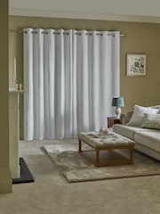 White Heart Embossed Blackout Eyelet Curtains - Image 4 of 8