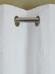 White Heart Embossed Blackout Eyelet Curtains - Image 6 of 8