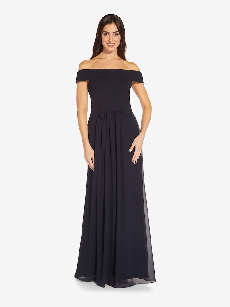 Adrianna Papell Crepe Chiffon Gown - Image 1 of 5 Adrianna Papell Crepe Chiffon Gown - Image 1 of 5