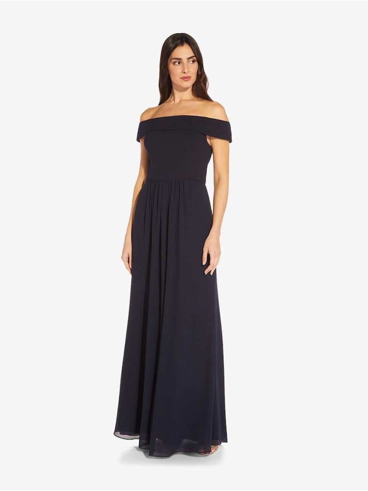 Adrianna Papell Crepe Chiffon Gown - Image 2 of 5 Adrianna Papell Crepe Chiffon Gown - Image 2 of 5