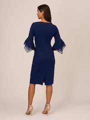 Adrianna Papell Blue Knit Crepe Tiered Sleeve Dress - Image 3 of 5