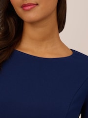 Adrianna Papell Blue Knit Crepe Tiered Sleeve Dress - Image 4 of 5
