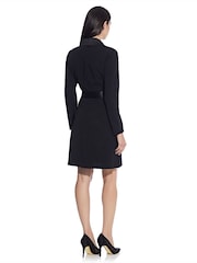 Adrianna Papell Knit Crepe Tuxedo A-Line Black Dress - Image 3 of 5
