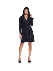 Adrianna Papell Knit Crepe Tuxedo A-Line Black Dress - Image 4 of 5