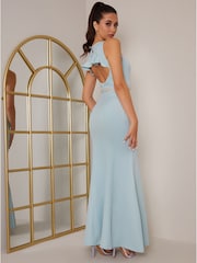 Chi Chi London Blue Open Back Diamante Waist Maxi Dress - Image 2 of 5