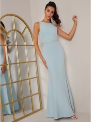 Chi Chi London Blue Open Back Diamante Waist Maxi Dress - Image 3 of 5