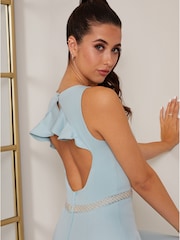 Chi Chi London Blue Open Back Diamante Waist Maxi Dress - Image 5 of 5