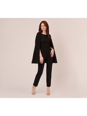 Adrianna Papell Knit Crepe Cape Jumpsuit - Image 1 of 6