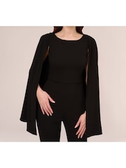 Adrianna Papell Knit Crepe Cape Jumpsuit - Image 4 of 6