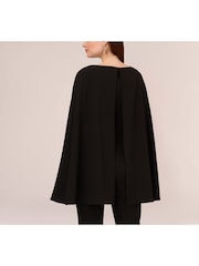 Adrianna Papell Knit Crepe Cape Jumpsuit - Image 5 of 6