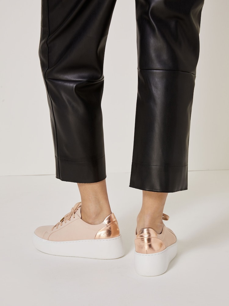 Nude Lace Up Signature Forever Comfort® Leather Chunky Wedges Platform Trainers - Image 3 of 7