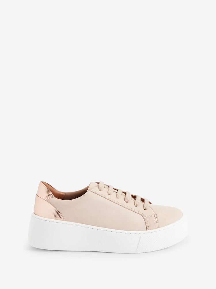 Nude Lace Up Signature Forever Comfort® Leather Chunky Wedges Platform Trainers - Image 4 of 7