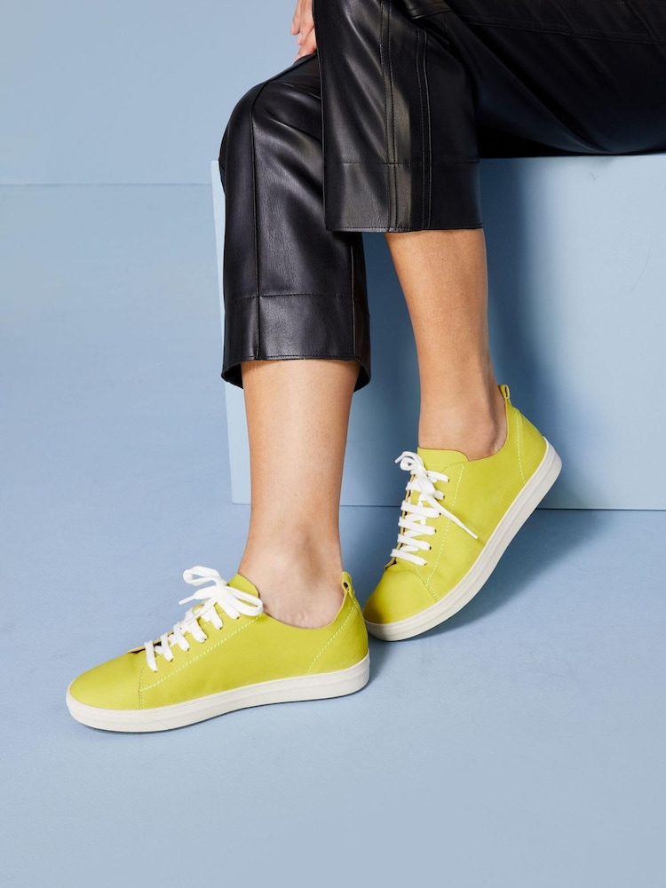 Lime Green Signature Forever Comfort® Leather Raw Cut Trainers - Image 1 of 10