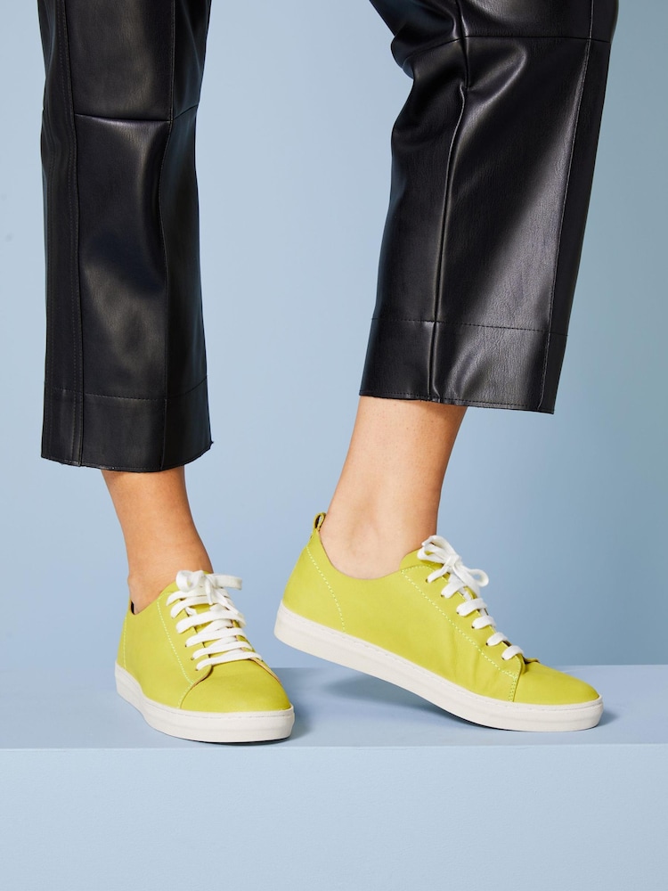 Lime Green Signature Forever Comfort® Leather Raw Cut Trainers - Image 2 of 10