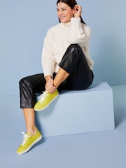 Lime Green Signature Forever Comfort® Leather Raw Cut Trainers - Image 3 of 10
