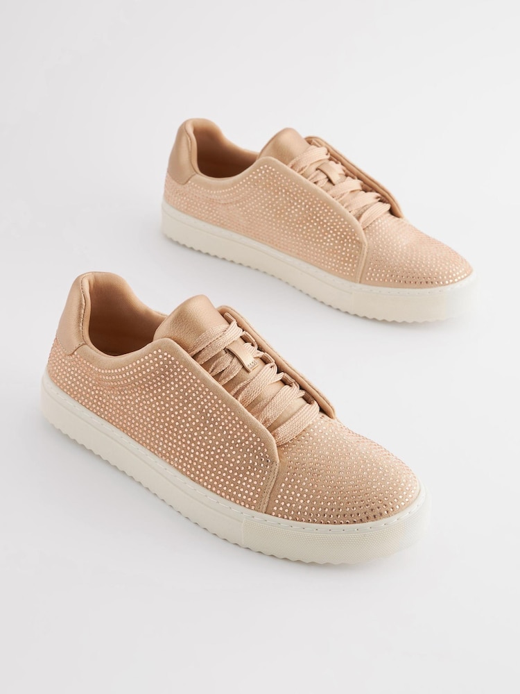 Rose Gold Forever Comfort® Bling Chunky Lace-Up Trainers - Image 2 of 6 Rose Gold Forever Comfort® Bling Chunky Lace-Up Trainers - Image 2 of 6