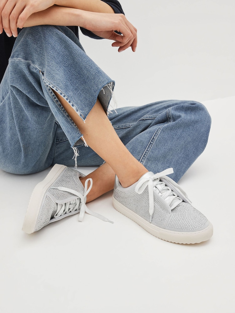 Silver Forever Comfort® Bling Chunky Lace-Up Trainers - Image 1 of 7 Silver Forever Comfort® Bling Chunky Lace-Up Trainers - Image 1 of 7