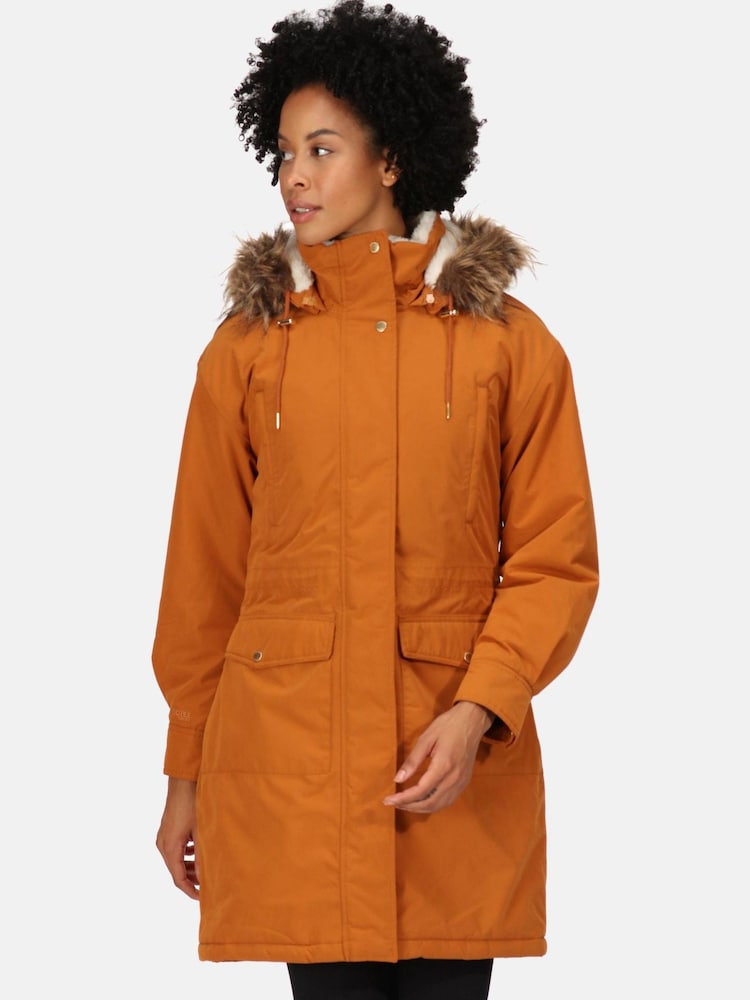 Regatta Shiloh Brown Longline Waterproof Insulated Jacket - Image 1 of 9