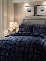 Soiree Blue Brighton Square Velvet Duvet Cover and Pillowcase Set - Image 2 of 4