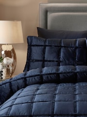 Soiree Blue Brighton Square Velvet Duvet Cover and Pillowcase Set - Image 3 of 4