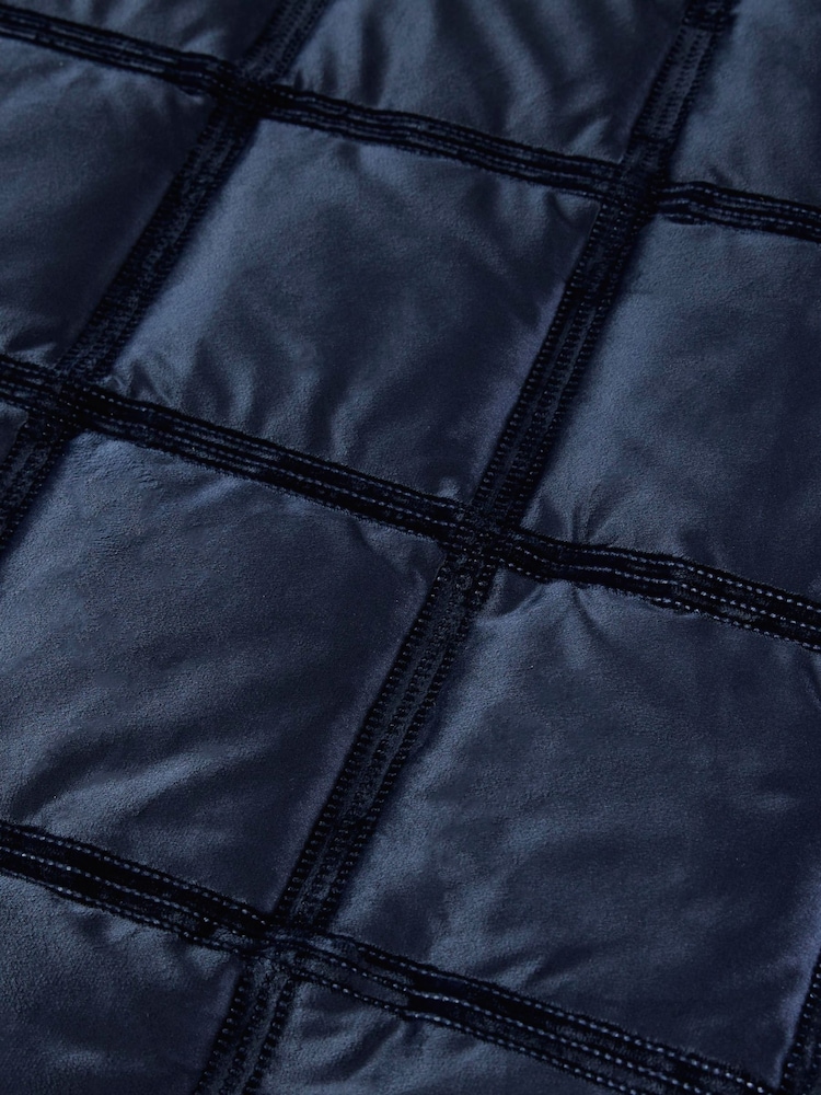 Soiree Blue Brighton Square Velvet Duvet Cover and Pillowcase Set - Image 4 of 4