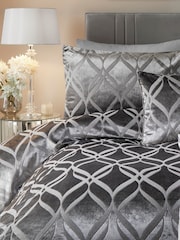 Soiree Grey Belfort Jacquard Duvet Cover and Pillowcase Set - Image 2 of 4