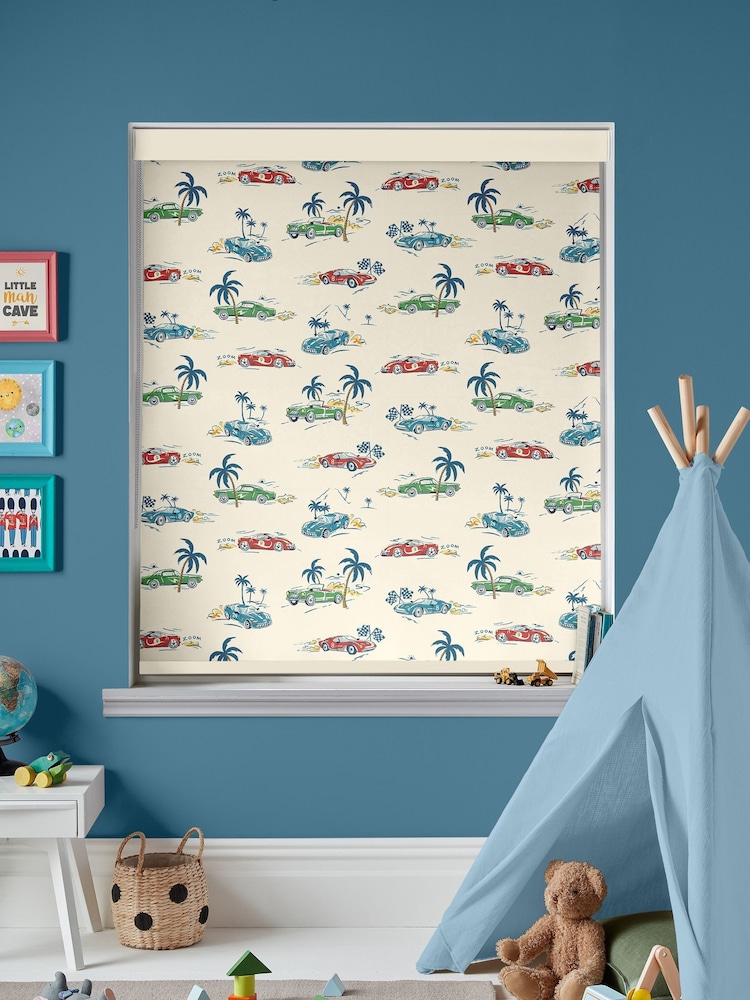 Cath Kidston Cream Kids Fast Cars Made to Measure Roller Blind - Image 2 of 6