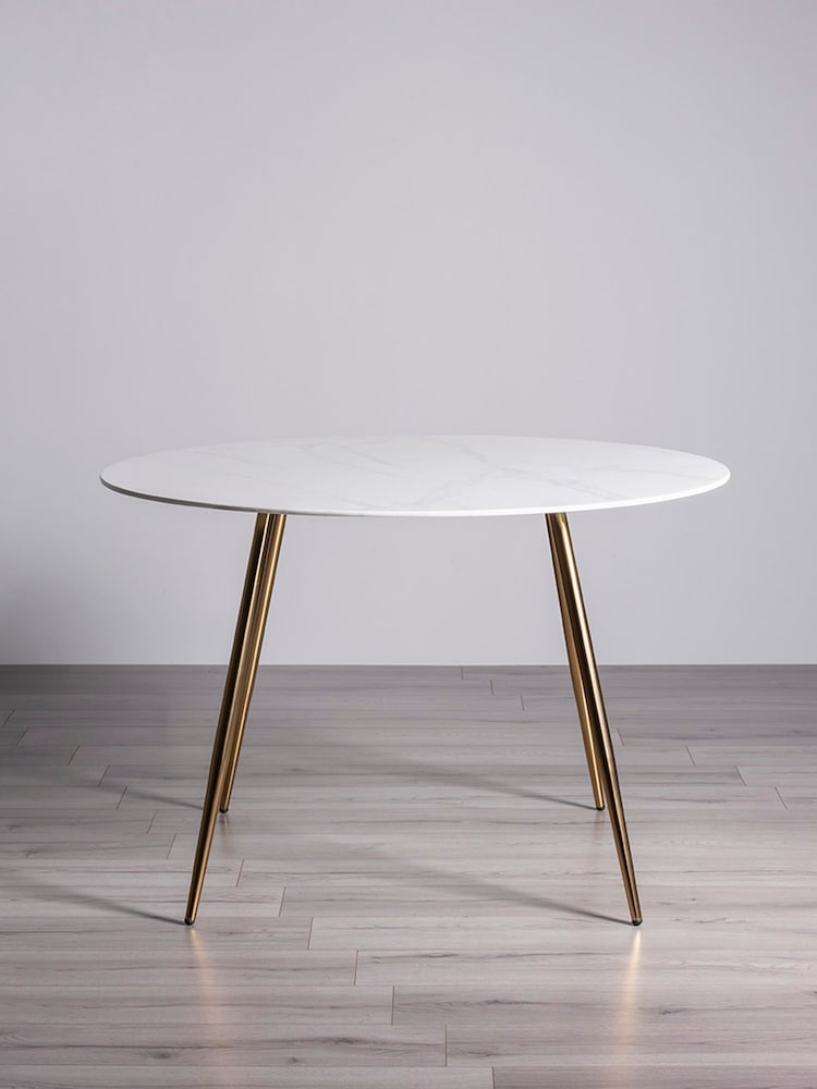 Bentley Designs White Marble Effect Tempered Glass 4 Seater Dining Table - Image 1 of 4