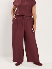 Rojo - Pantalones de conjunto con pernera ancha de Yours Curve - Imagen 1 de 6