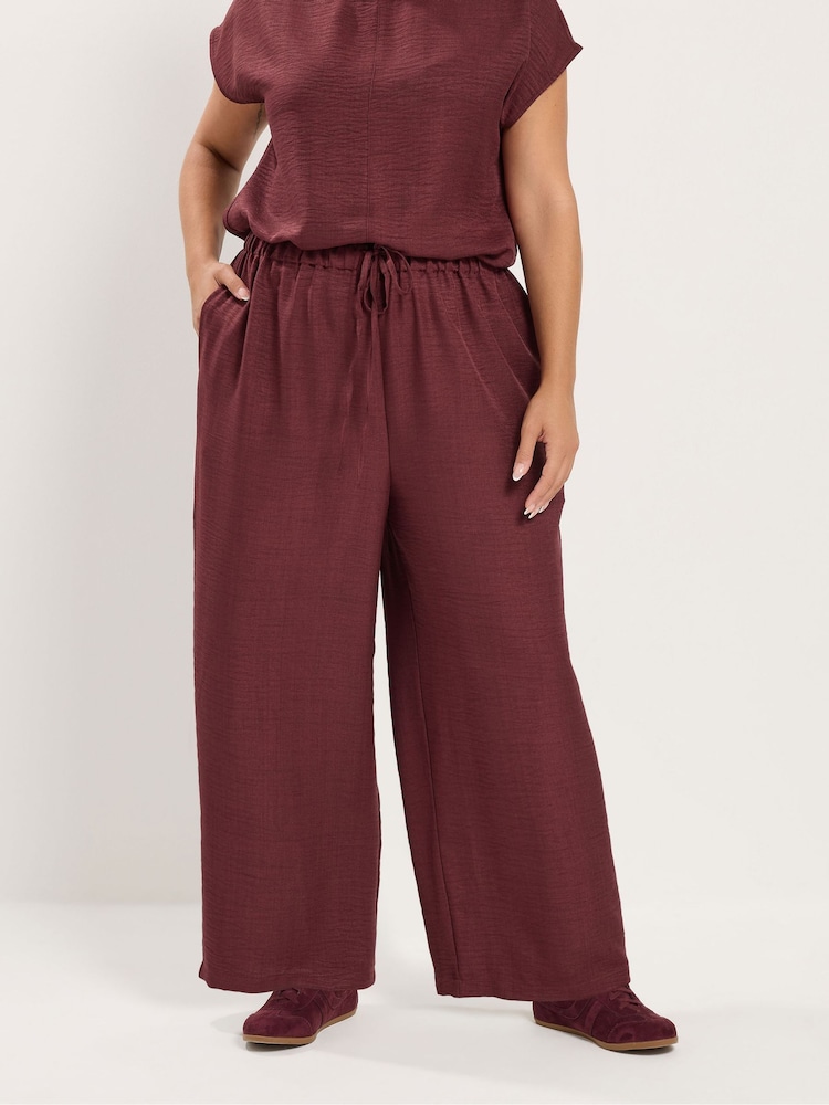 Rojo - Pantalones de conjunto con pernera ancha de Yours Curve - Imagen 1 de 6