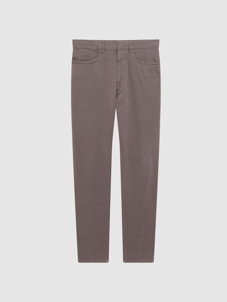 Reiss Mushroom Hammond Brushed Cotton Relaxed Fit Trousers - Image 2 of 6