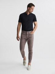 Reiss Mushroom Hammond Brushed Cotton Relaxed Fit Trousers - Image 3 of 6
