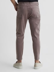 Reiss Mushroom Hammond Brushed Cotton Relaxed Fit Trousers - Image 5 of 6
