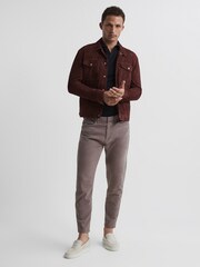 Reiss Mushroom Hammond Brushed Cotton Relaxed Fit Trousers - Image 6 of 6
