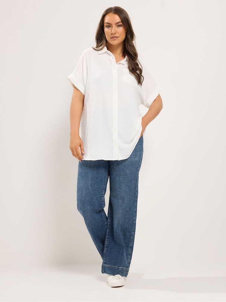 Yours Curve White Grown On Sleeve Shirt - Image 2 of 6
