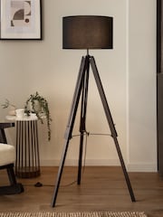 Black Bronx Wood Tripod Floor Lamp - Image 1 of 5